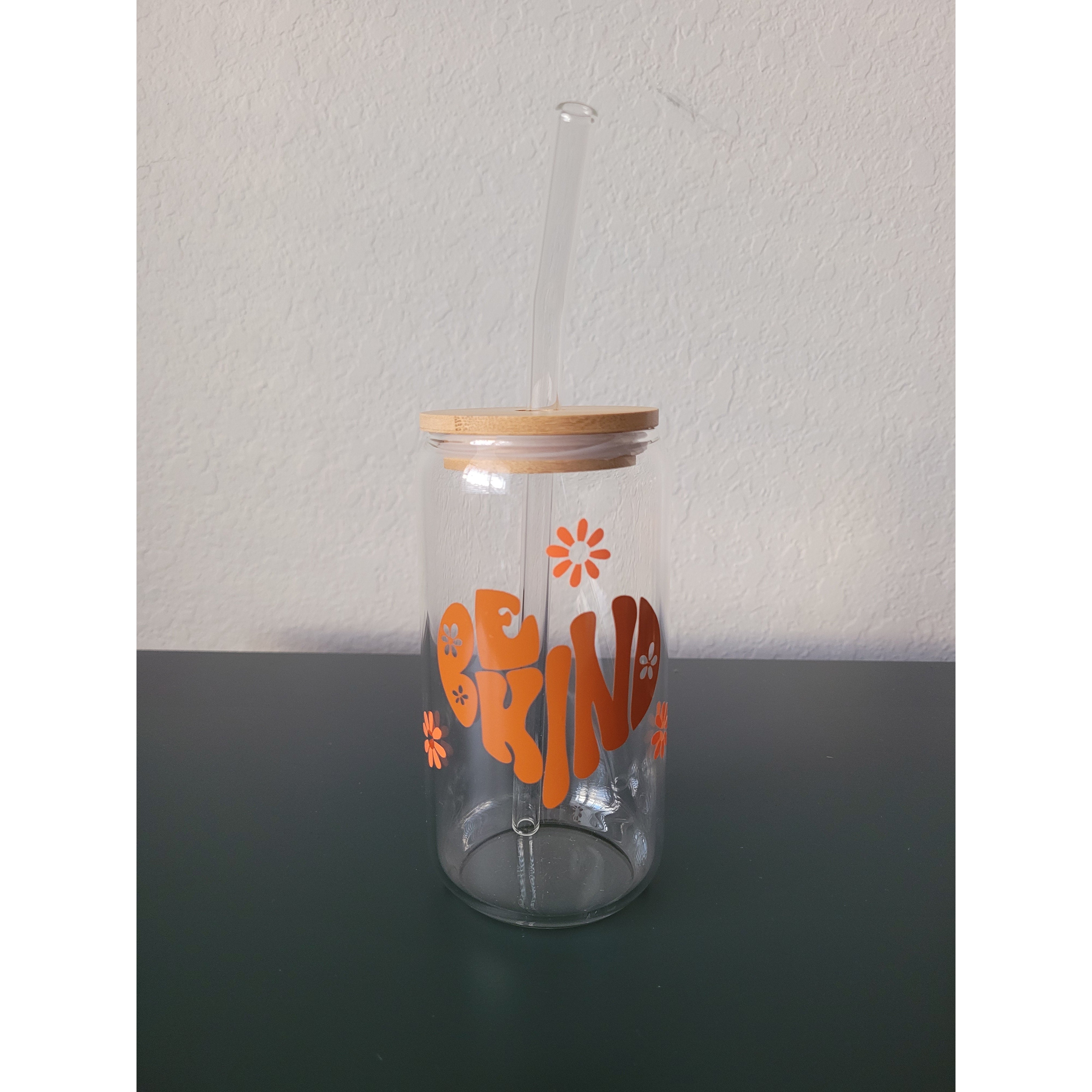 Today is A New Day Glass Can Cup Lid and Straw Trendy Glass Can Cup CJG  Design Company 