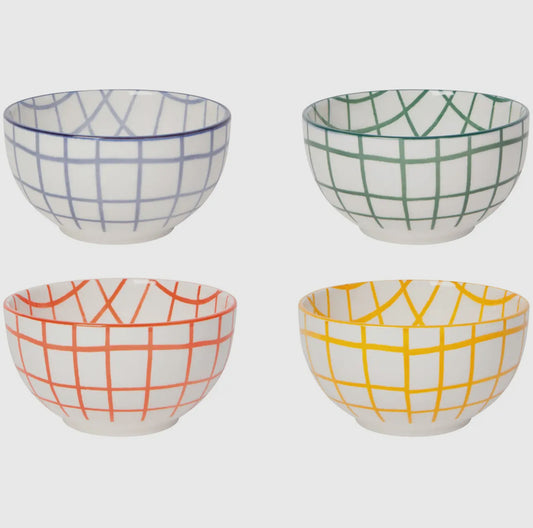 Wobbly Check Bowls Set of 4